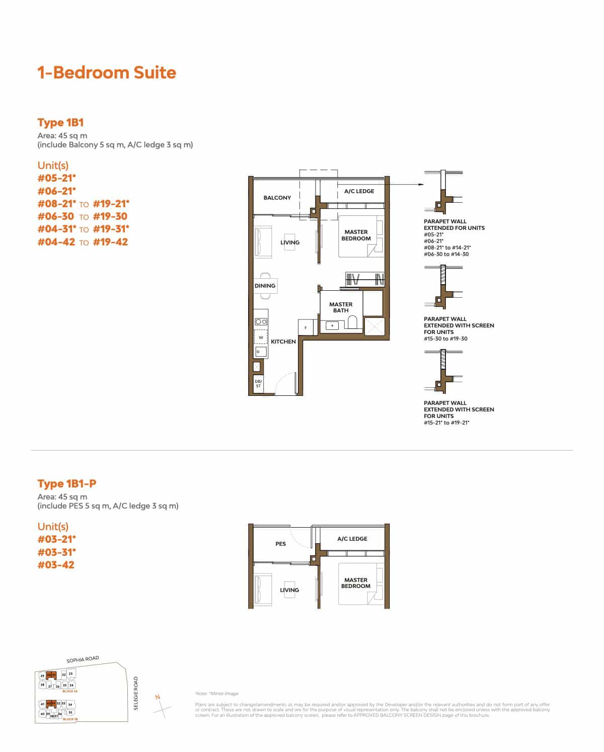 1-Bedroom apartment floor plan of The Collective at One Sophia, highlighting efficient and modern layout.