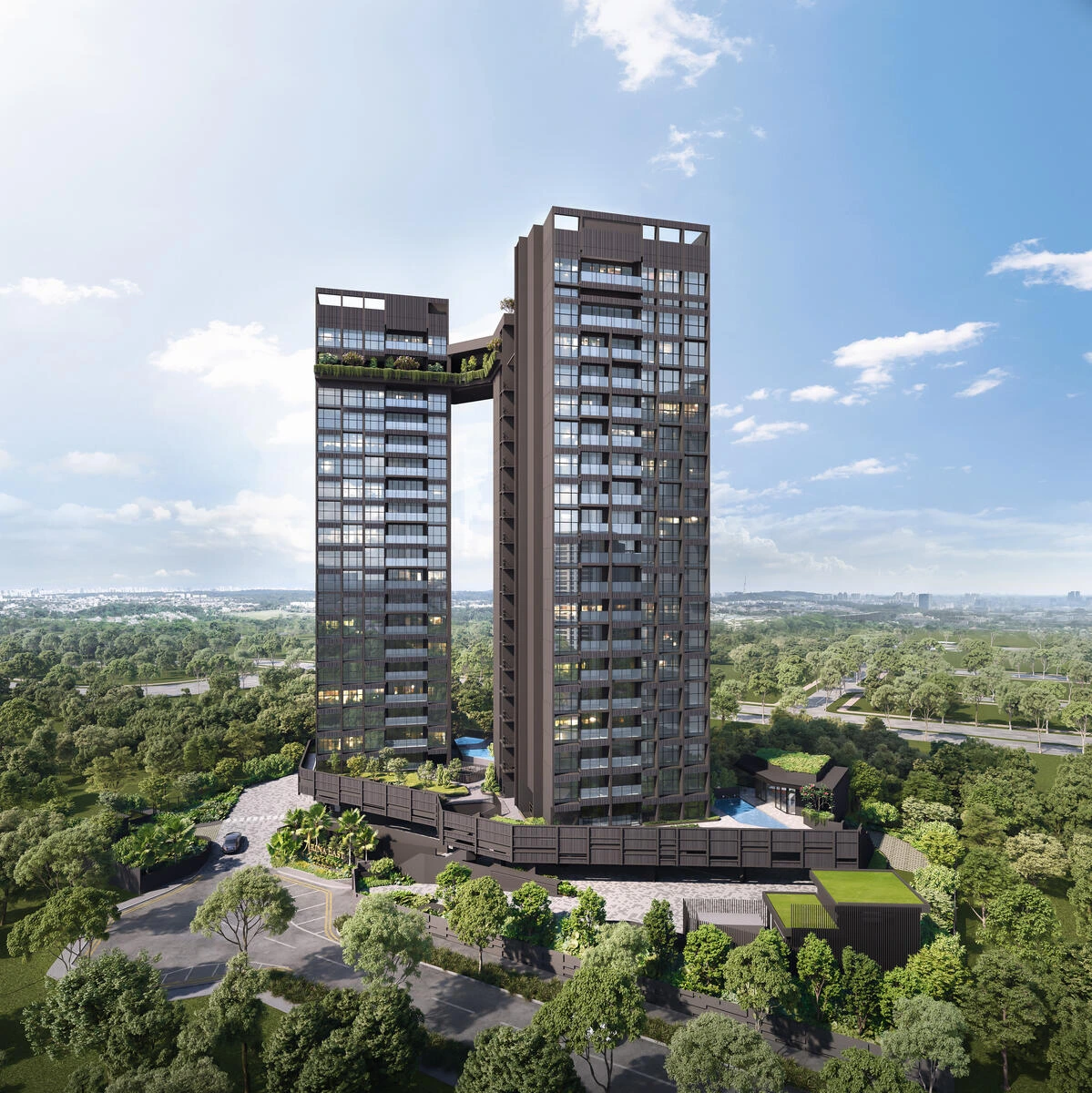 Two elegant residential towers of Arina East Residences with modern architectural design