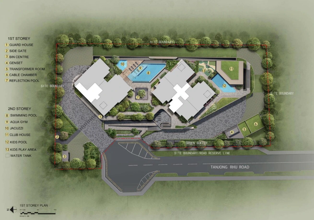 Arina East Residences detailed site plan showcasing layout and facilities