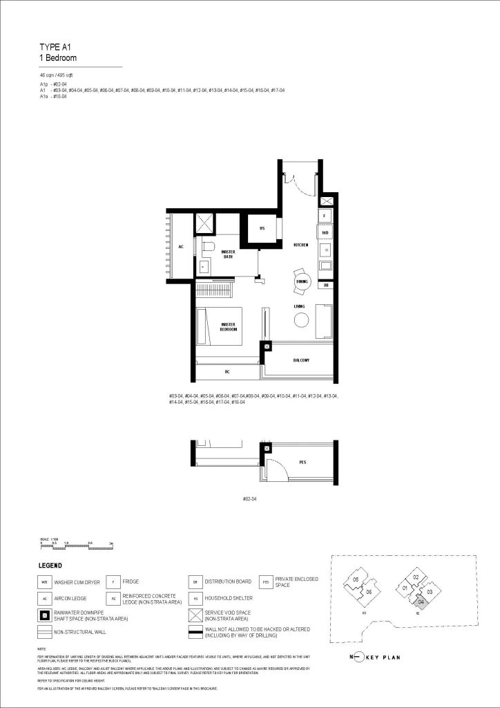 Arina East Residences 1-bedroom floor plan with efficient layout