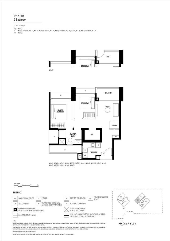 Arina East Residences 2-bedroom floor plan with spacious layout