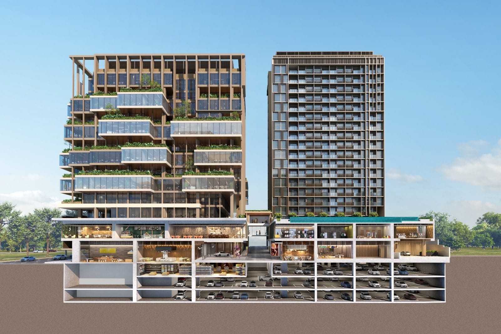 Cross section of The Collective at One Sophia mixed development condo near Dhoby Ghaut MRT