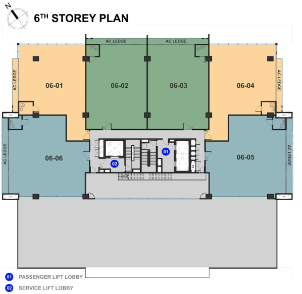 Level 6 floor plan of Space 18 industrial development at Lorong Ampas, Singapore